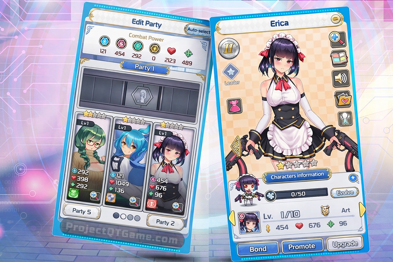 Heroine upgrade screen